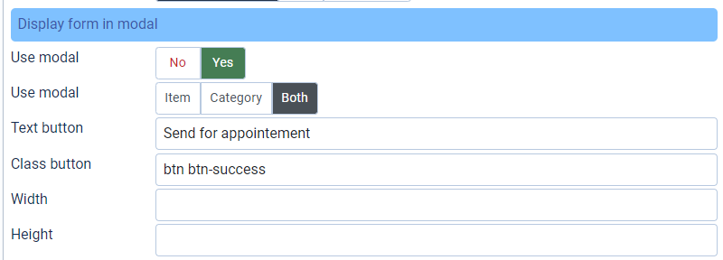 modal display